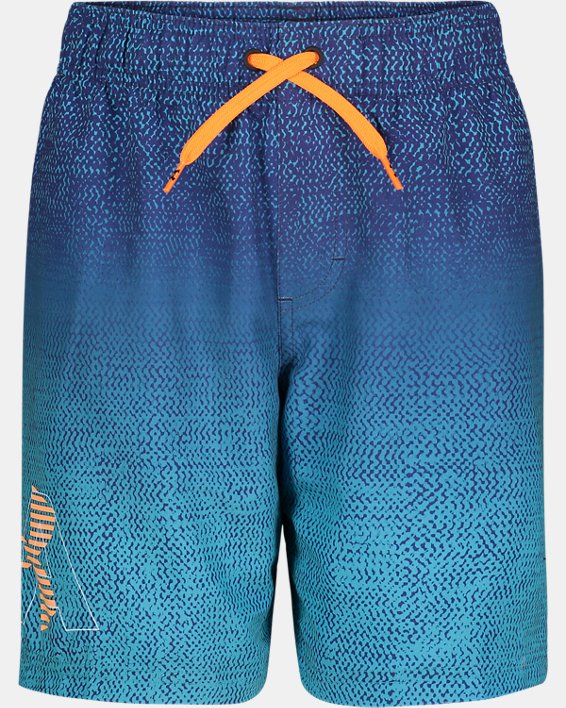 Little Boys' UA Texture Maze Swim Volley Shorts, Blue, pdpMainDesktop image number 0